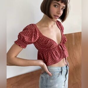 Urban Outfitters Red Polka Dot Crop Top